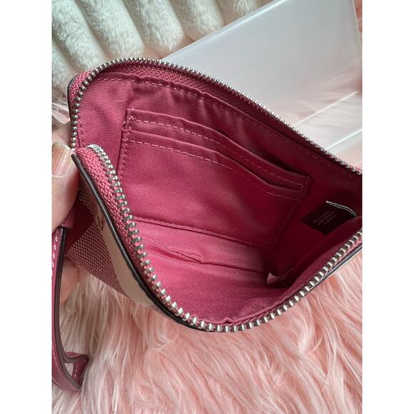 Coach Wristlet in Pink & White Gingham Signature Coated Canvas - Picture 6 of 8